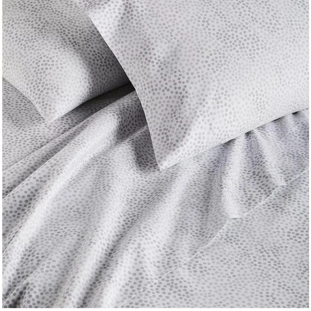 HOME DESIGN Easy Care Printed Microfiber 4-Pc. Sheet Set, Queen, Grey Dots